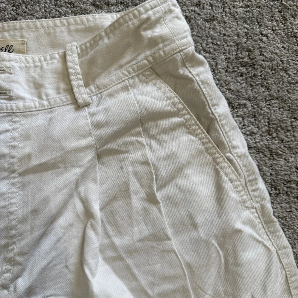 Madewell Pleated Cotton Linen Shorts Cream Sz 6 Coastal Minimal Tailored Preppy - Picture 3 of 11